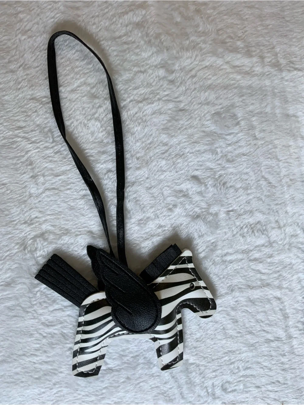 Black and White Zebra Charm Crossbody Bag Accessory